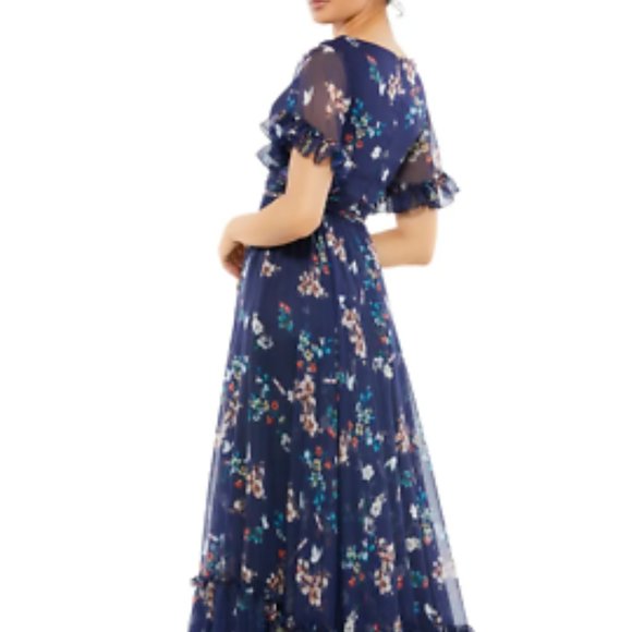 MAC DUGGAL FLORAL EMPIRE WAIST CHIFFON GOWN SZ 14 - Picture 6 of 7